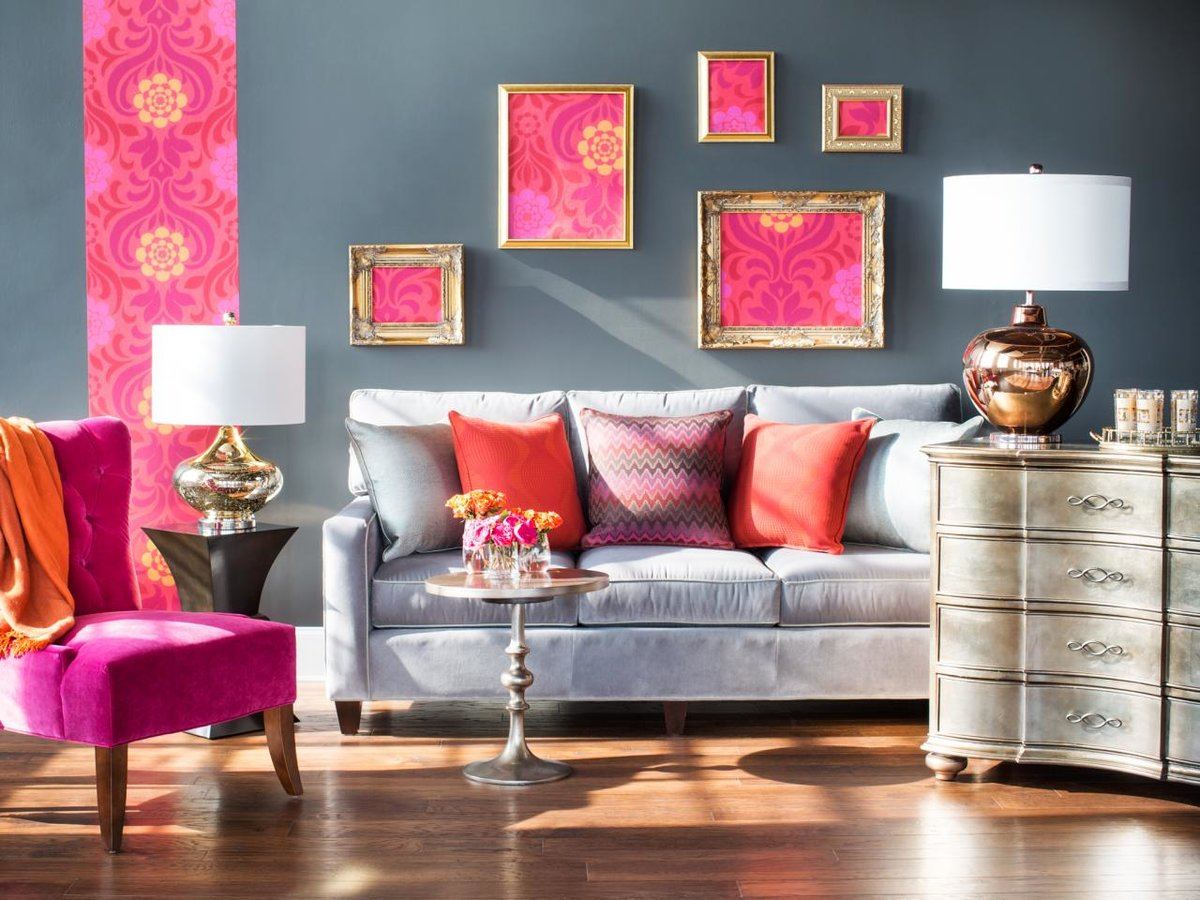Рожева вітальня: 100 фото-ідей, поєднання кольору