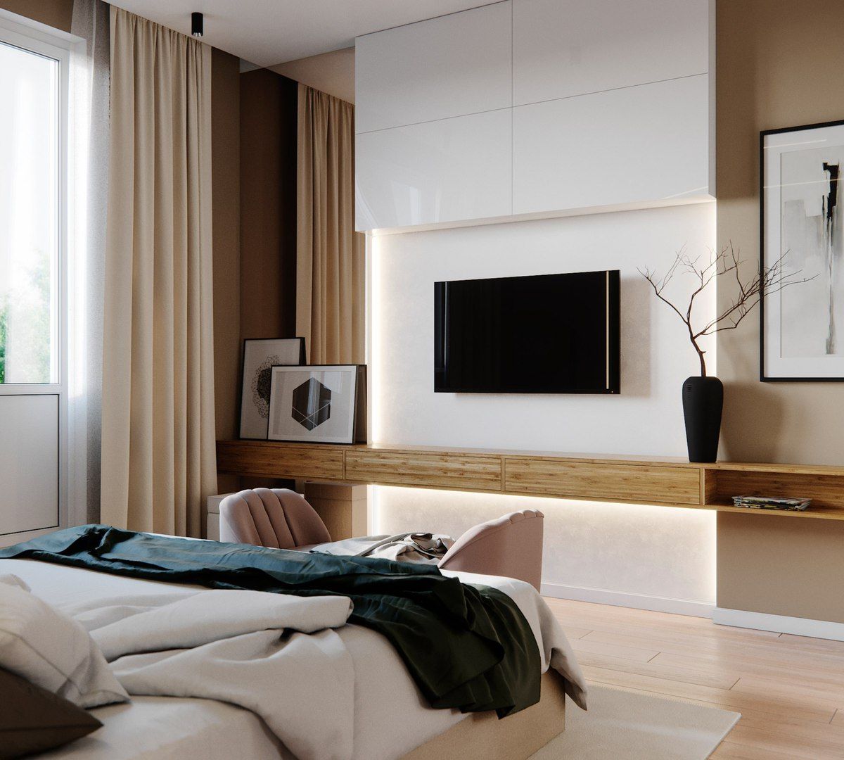 В спальне перед телевизором. Телевизор в спальне. Телевизор в спальне на стене. Интерьер спальни с телевизором. ТВ зона в спальне.