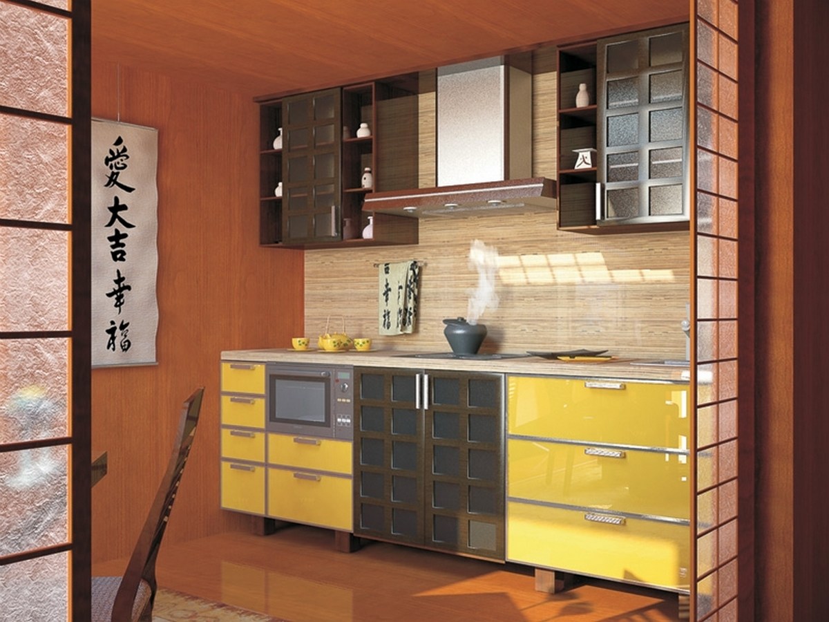 Кухня в японському стилі: 100 фото