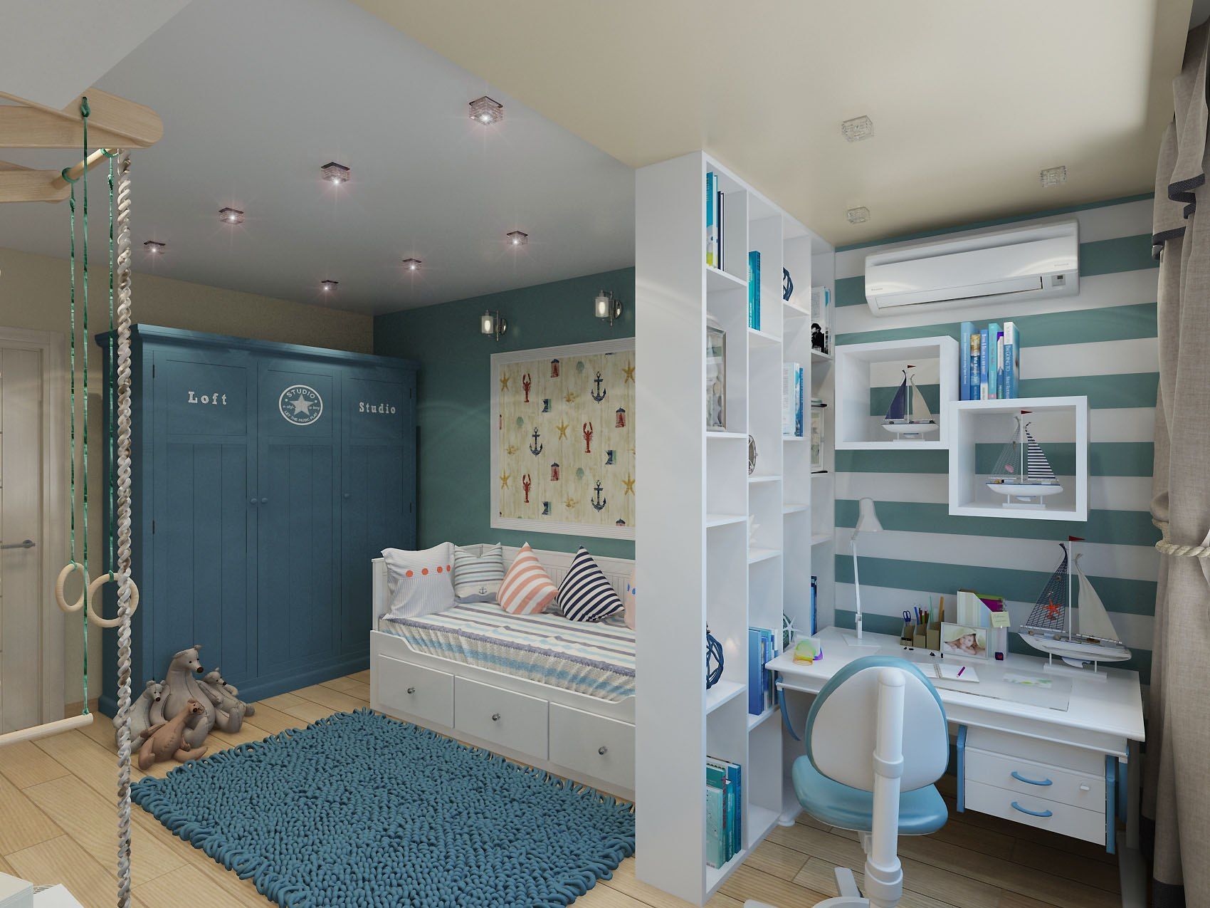 Зонирование детской комнаты: 100 фото практичных и красивых решений