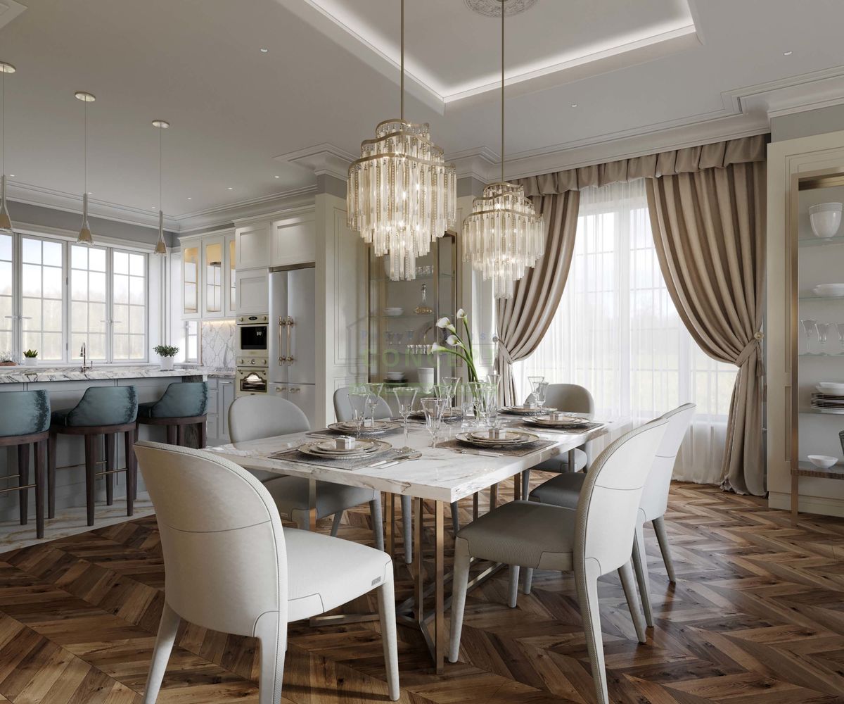 стиль кухня столовая гостиная