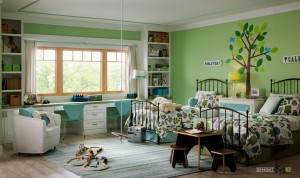 Зеленый и бирюзовый цвет в интерьере детской комнаты