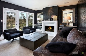 Темные обои в гостиной