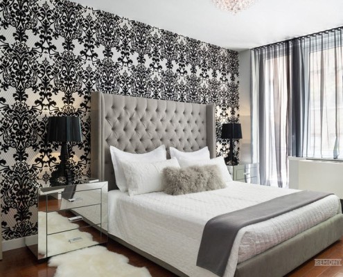 Сочетание белого и черного на обоях