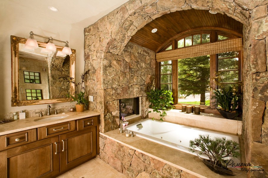 Плитка под камень для ванной: имитация натурального камня в интерьере, дизайн ванной комнаты с керамической каменной плиткой