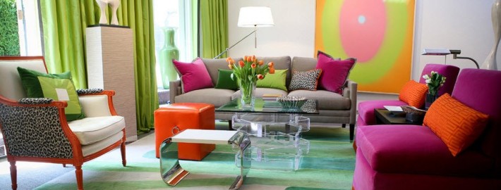Яркий интерьер гостиной