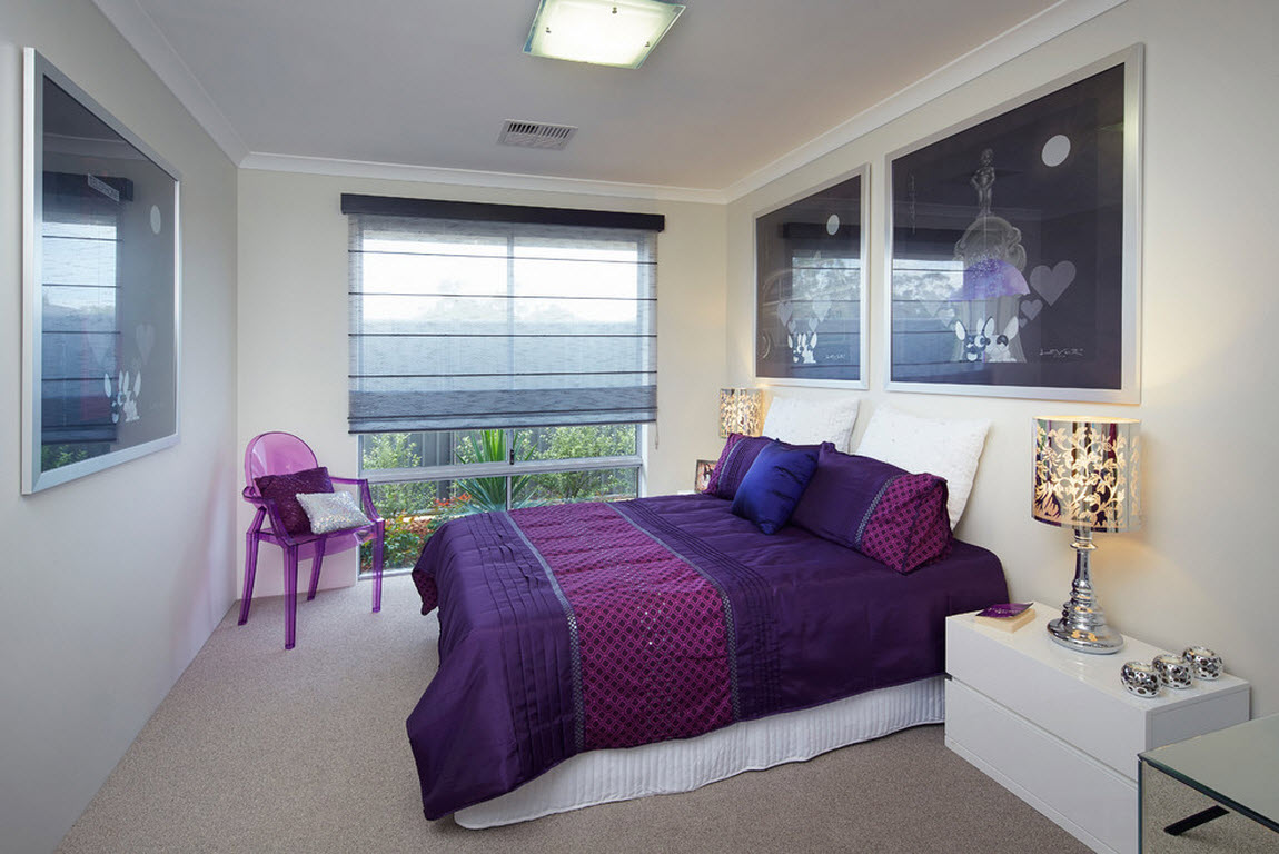 Фиолетовый текстиль для кровати